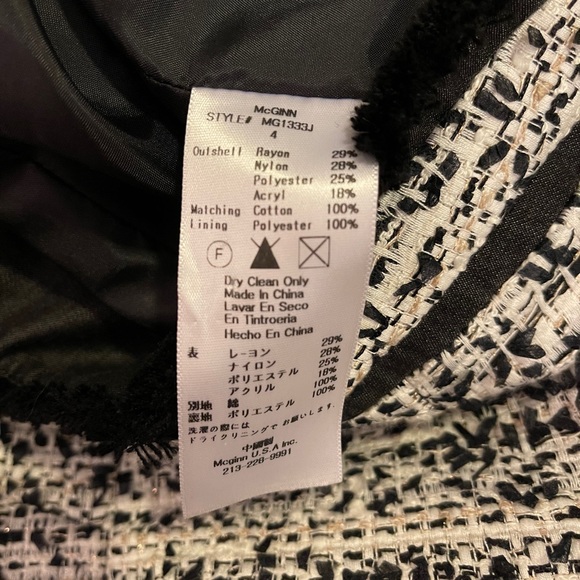 McGinn Kitty Short Sleeve Black Tweed Jacket in Size 4 - Picture 11 of 11